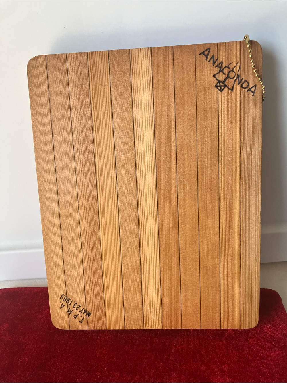 Anaconda Lumber Wood Cutting Board TPMA May 23, 1963 Date Branding Marks.